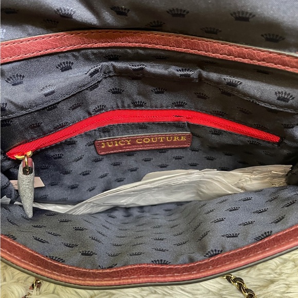 Juicy Couture Topanga Chain Link Studded Leather Shoulder Bag Burgundy - Picture 4 of 7